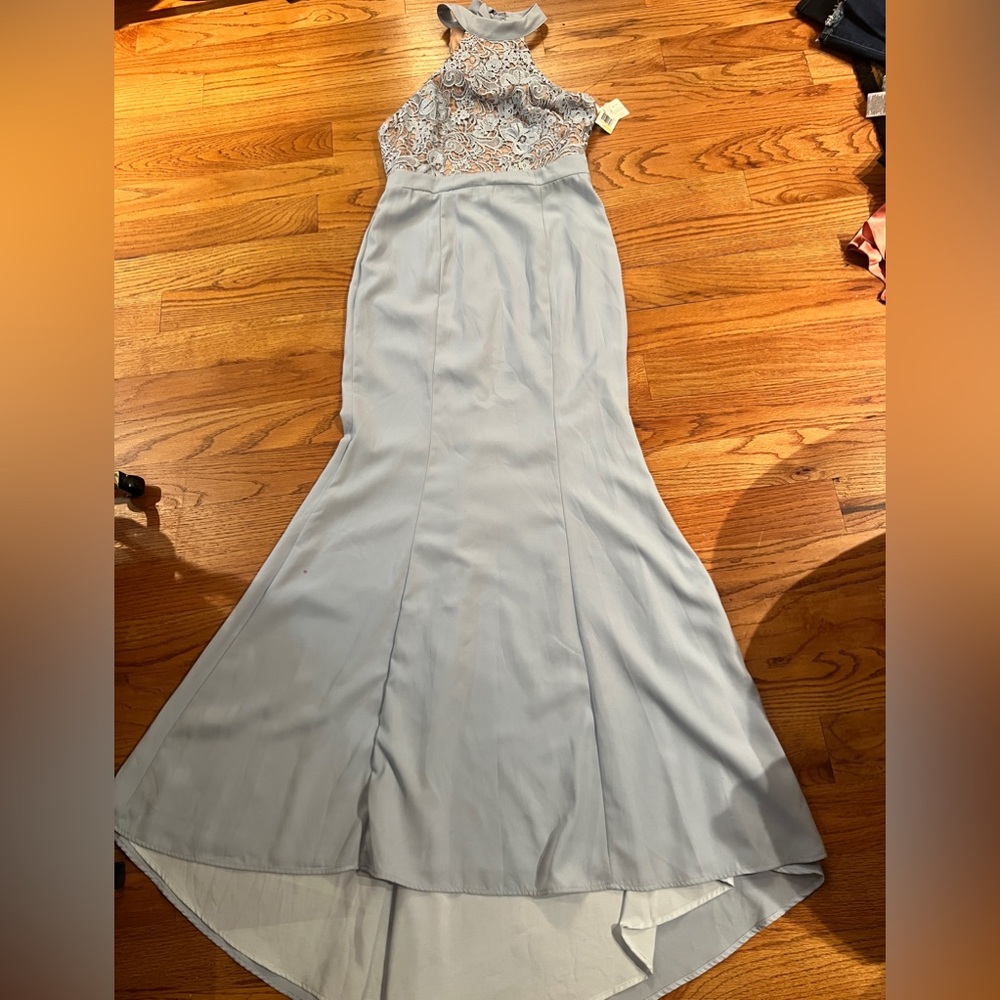 Halter Lace Bodice Wedding Gown in Light Blue
